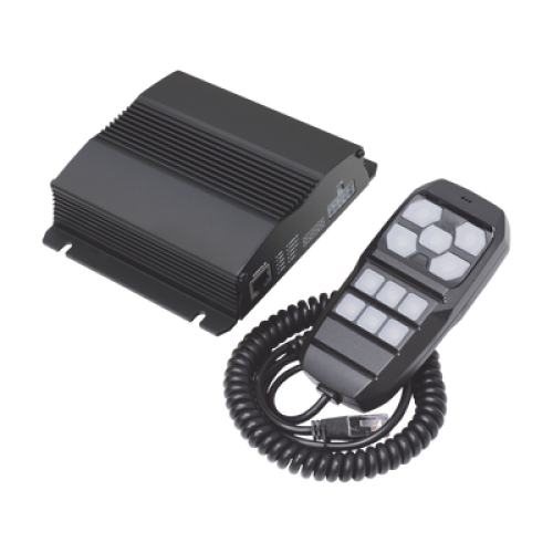Sirena Vehicular de 100W de Potencia, Con Controlador Unimando Para Control de Tonos, 4 Salidas Auxiliares y Microfono