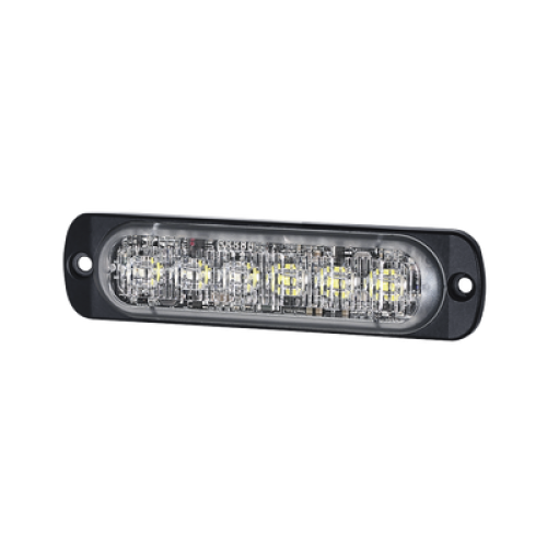 Luz Auxiliar de 12 LED, Rojo/Claro, SAE, Bisel Negro, Lente Transparente