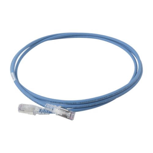 Patch Cord Skinny Cat6A Blindado S/FTP, 2.13 Metros (7 Pies), Diámetro Reducido 28 AWG, Color Azul