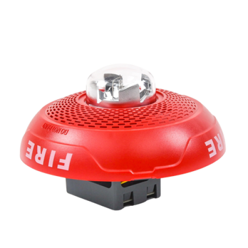 Bocina con Lámpara Estroboscópica, Montaje en Techo, Color Rojo, Nuevo Diseño Moderno y Elegante y Menor Consumo de Corriente