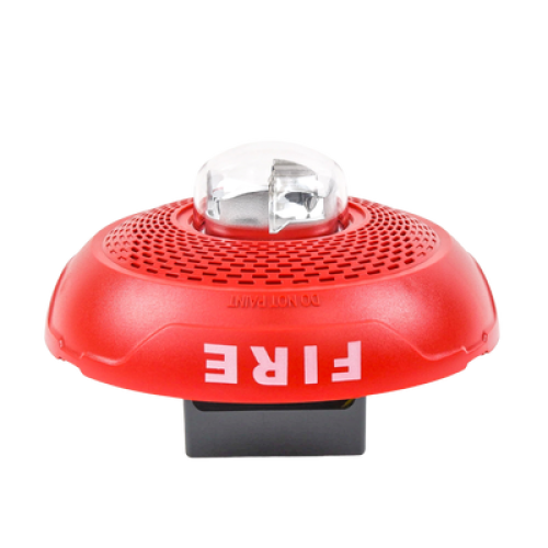 Bocina con Lámpara Estroboscópica, Montaje en Techo, Color Rojo, Nuevo Diseño Moderno y Elegante y Menor Consumo de Corriente