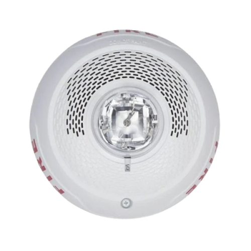 Bocina con Lámpara Estroboscópica, Montaje en Techo, Color Blanco, Nuevo Diseño Moderno y Elegante y Menor Consumo de Corriente