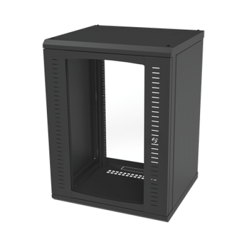 Gabinete para Montaje en Pared, Puerta de Cristal Templado, Cuerpo Fijo con Rack 19