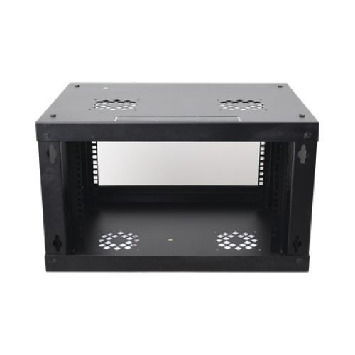 Gabinete de Pared de 6U con Puerta Perforada, 455 mm de Profundidad Total, Rack de 19'', Acero Reforzado Color Negro