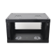 Gabinete de Pared de 6U con Puerta Perforada, 455 mm de Profundidad Total, Rack de 19'', Acero Reforzado Color Negro