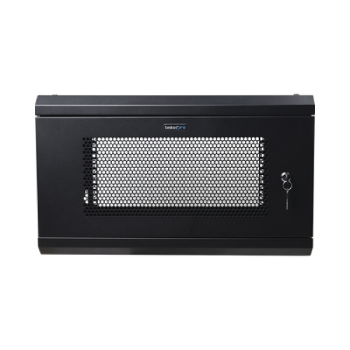 Gabinete de Pared de 6U con Puerta Perforada, 455 mm de Profundidad Total, Rack de 19'', Acero Reforzado Color Negro