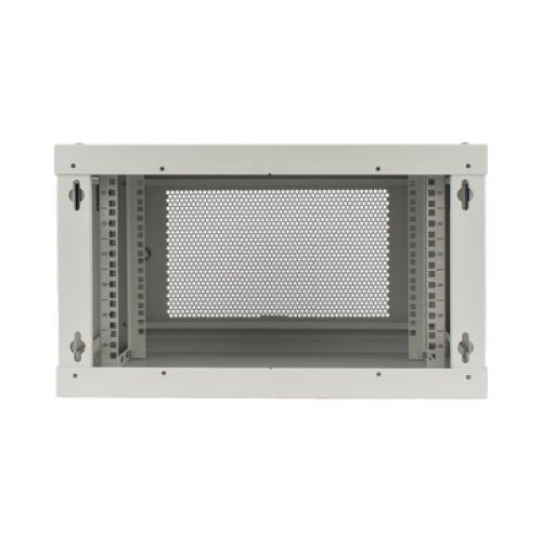 Gabinete de Pared de 6U con Puerta Perforada, 455 mm de Profundidad Total, Rack de 19'', Acero Reforzado Color Gris Mate