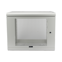 Gabinete de Pared de 9U con Puerta Perforada 455 mm de Profundidad, Rack de 19'', Acero Reforzado Color Gris Mate