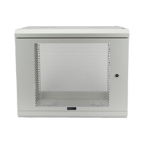 Gabinete de Pared de 9U con Puerta Perforada 455 mm de Profundidad, Rack de 19'', Acero Reforzado Color Gris Mate