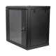 Gabinete de Pared de 12U con Puerta de Cristal Templado, 455 mm de Profundidad, Rack de 19'', Acero Reforzado Color Negro.