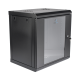 Gabinete de Pared de 12U con Puerta de Cristal Templado, 455 mm de Profundidad, Rack de 19'', Acero Reforzado Color Negro.