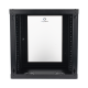 Gabinete de Pared de 12U con Puerta de Cristal Templado, 455 mm de Profundidad, Rack de 19'', Acero Reforzado Color Negro.