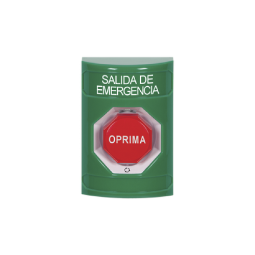 Botón de Salida de Emergencia , Texto en Español,  Acción Mantenida, Girar para Restablecer, LED de iluminación