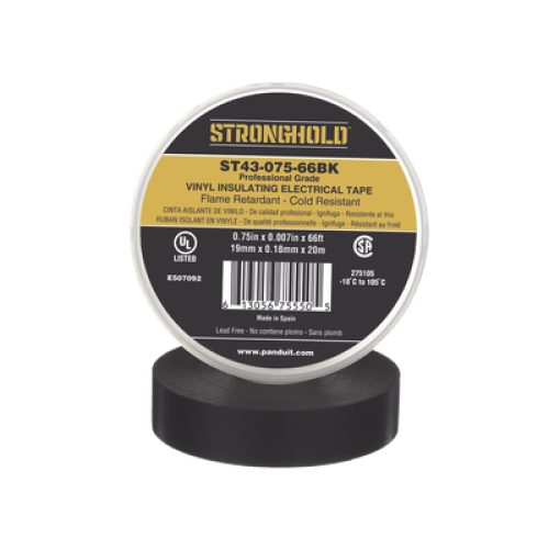 Cinta Eléctrica STRONGHOLD para Aislar, de PVC, Uso Profesional en Construcción Eléctrica, Grosor 0.18mm (7 mil), Ancho 19mm, y 20m Largo, Color Negro. Cinta Eléctrica STRONGHOLD para Aislar, de PVC, Uso Profesional en Construcción Eléctrica, Grosor 0.18mm (7 mil), Ancho 19mm, y 20m Largo, Color Negro.