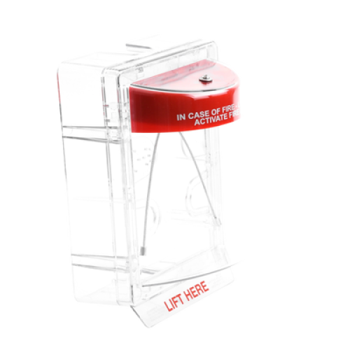 Cubierta Protectora Serie Stopper II® De Policarbonato, Con Bocina, Espaciador Transparente, Montaje en Superficie, Etiqueta en Inglés 