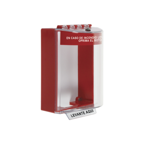Cubierta Universal Transparente con Espaciador, Texto de Incendio en Español Cubierta Universal Transparente con Espaciador, Texto de Incendio en Español