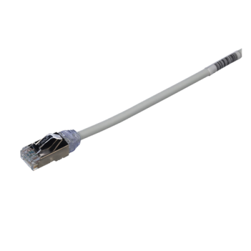 Patch Cord Cat6A, Diametro Reducido 28 AWG, Blindado S/FTP, CM/LS0H, 20 cm (7.87 Pulgadas), Color Gris