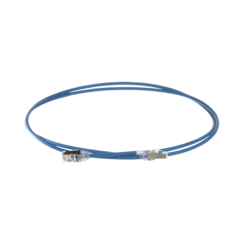 Patch Cord Cat6A, Diametro Reducido 28 AWG, Blindado S/FTP, CM/LS0H, 1.5 Metros (4.92 Pies), Color Azul