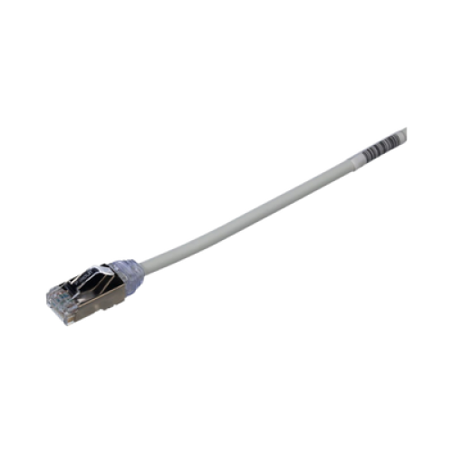 Patch Cord Cat6A, Diametro Reducido 28 AWG, Blindado S/FTP, CM/LS0H, 15 Metros (49.21 Pies), Color Gris
