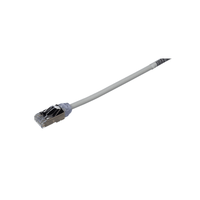 Patch Cord Cat6A, Diametro Reducido 28 AWG, Blindado S/FTP, CM/LS0H, 5 Metros (16.40 Pies), Color Gris