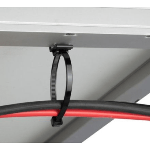 Cincho de Nylon 6.6 Solar Clip, 188mm largo x 14mm ancho, Color Negro, Exterior Resistente a Rayos UV, Paquete de 100pz