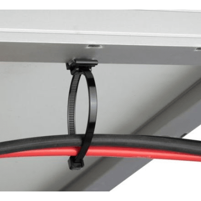 Cincho de Nylon 6.6 Solar Clip, 188mm largo x 14mm ancho, Color Negro, Exterior Resistente a Rayos UV, Paquete de 100pz