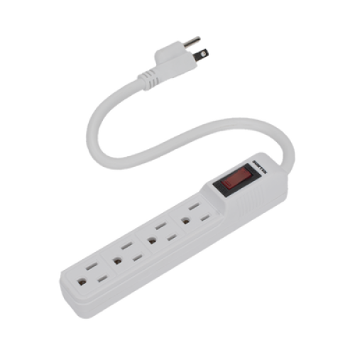 Multicontacto con cable 30 cm. 4 tomas 127 Vca línea, tierra, neutro 15 A max.