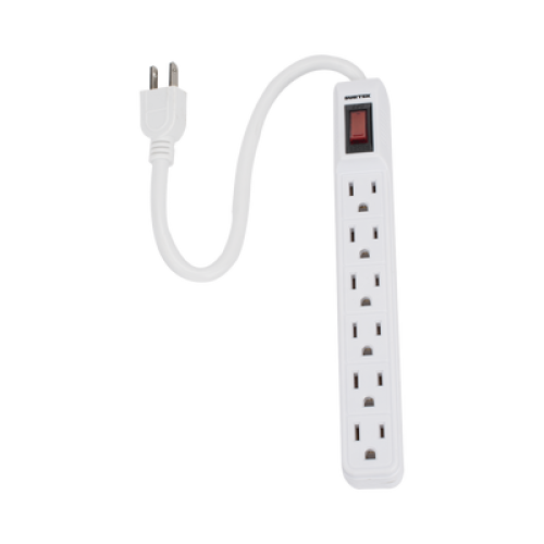 Multicontacto con cable 30 cm. 6 tomas 127 Vca línea, tierra, neutro 15 A max.