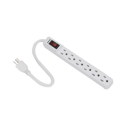 Multicontacto con cable 30 cm. 6 tomas 127 Vca línea, tierra, neutro 15 A max.