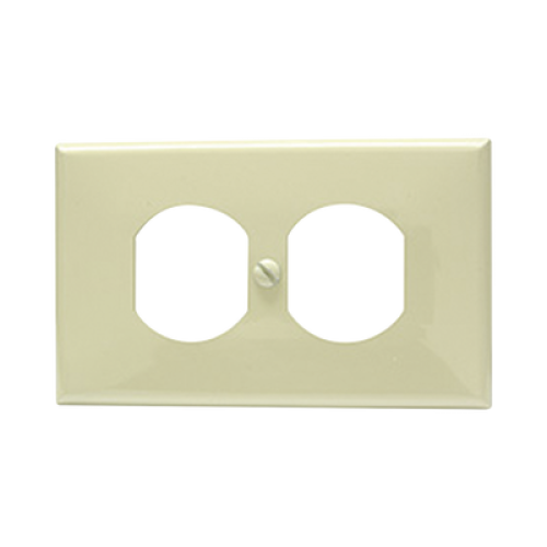 Placa de plástico para contacto dúplex color marfil.