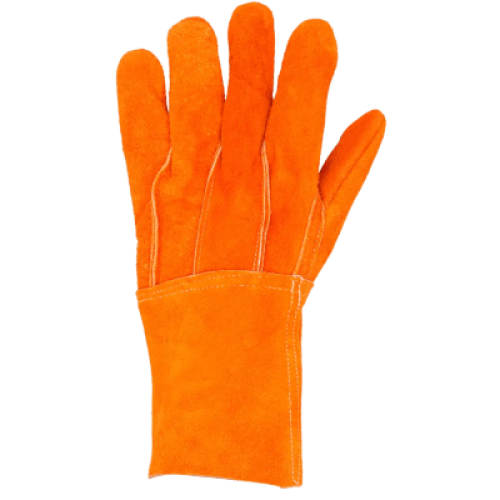 Guantes de Carnaza Largo/ Refuerzo en Palma / Resistente a Abrasión y Temperaturas Moderadas.