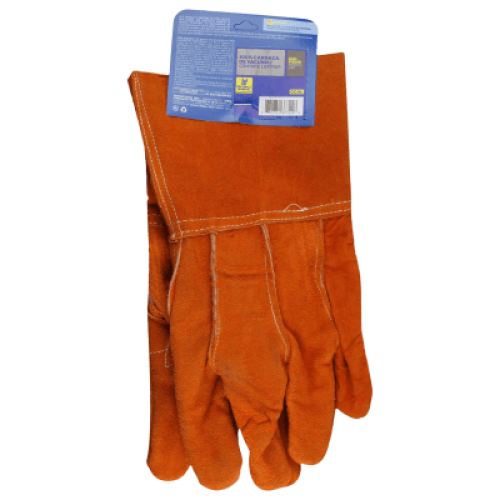 Guantes de Carnaza Largo/ Refuerzo en Palma / Resistente a Abrasión y Temperaturas Moderadas.