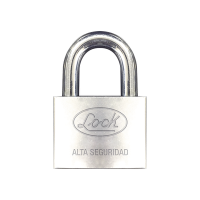 Candado de hierro alta seguridad con llave de disco/ Acabado Cromado/ Llaves Abloy/ Medida de Horquilla 34 mm.