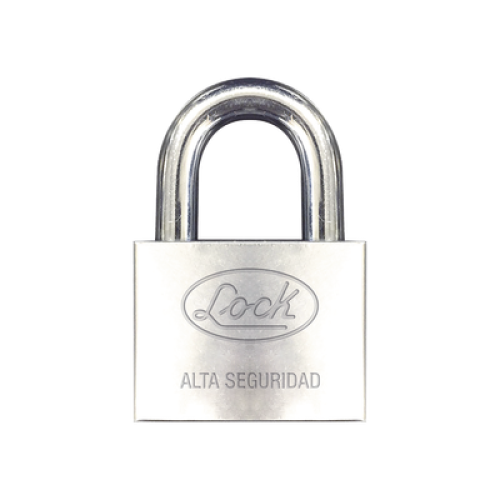 Candado de hierro alta seguridad con llave de disco/ Acabado Cromado/ Llaves Abloy/ Medida de Horquilla 50 mm.