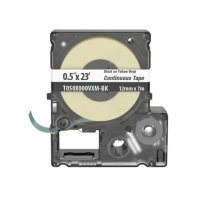 Casete de Etiquetas de Vinilo de Cinta Continua, Color Negro Sobre Amarillo, Uso Interior/Exterior, 9 mm de Ancho x 7 Metros (22.97 Pies) de Largo