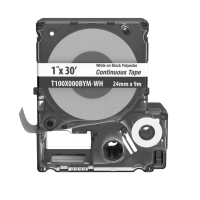 Casete MP, Cinta Continua, Pol., 1 W x 30 L, Blanco/Negro