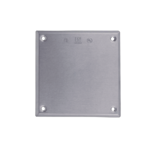 Tapa cuadrada ciega de aluminio para caja cuadrada.