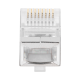 Bote con 100 Plugs Pass Through RJ45 Cat5e Blindado, Chapado de Oro a 30 Micras para Durabilidad Extrema