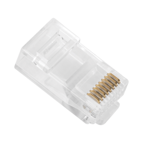 Bote con 100 Plugs Pass Through RJ45 Cat6 sin Blindaje, Chapado de Oro a 30 Micras para Durabilidad Extrema Bote con 100 Plugs Pass Through RJ45 Cat6 sin Blindaje, Chapado de Oro a 30 Micras para Durabilidad Extrema