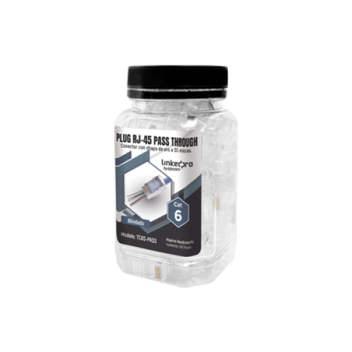 Bote con 100 Plugs Pass Through RJ45 Cat6 Blindado Chapado de Oro a 30 Micras para Durabilidad Extrema Bote con 100 Plugs Pass Through RJ45 Cat6 Blindado Chapado de Oro a 30 Micras para Durabilidad Extrema