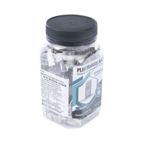 Bote con 100 Piezas de Plug Modular RJ45 Cat6 Blindado con Pin de Tierra, Chapado de Oro a 30 Micras para Durabilidad Extrema