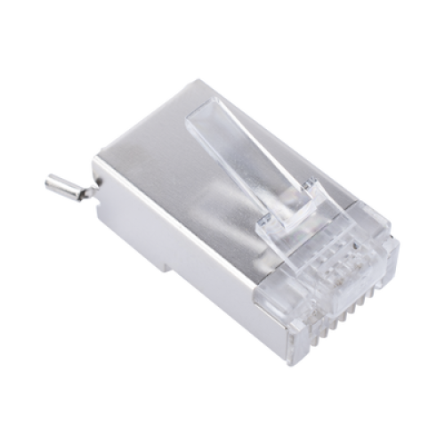 Bote con 100 Piezas de Plug Modular RJ45 Cat6 Blindado con Pin de Tierra, Chapado de Oro a 30 Micras para Durabilidad Extrema