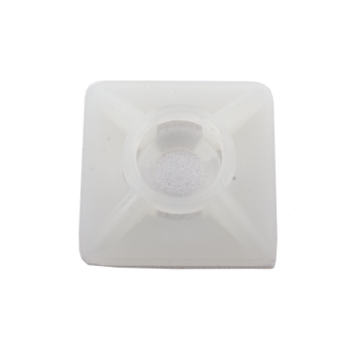  Base Autoadherible para Cinchos Práctica y Eficiente para la Organización y Fijación de Cables, Fabricada en Nylon Resistente y de Color Natural con una Medida de 19x19 mm, Paquete con 100 Piezas (4210-00001)
