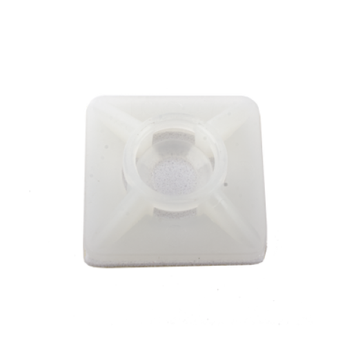  Base Autoadherible para Cinchos Práctica y Eficiente para la Organización y Fijación de Cables, Fabricada en Nylon Resistente y de Color Natural con una Medida de 19x19 mm, Paquete con 100 Piezas (4210-00001)