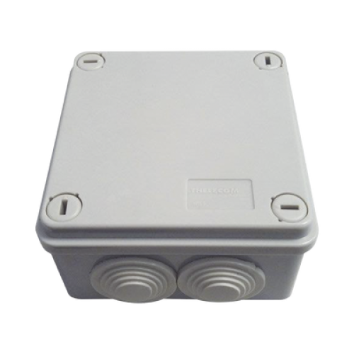 Caja Tipo Estanca IP55, con 6 Entradas, Tapa y Tornillo de Vuelta de 1/4, 100 x 100 x 50 mm (3.94 x 3.94 x 1.97 Pulgadas), Color Gris
