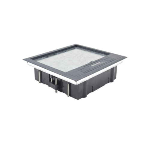 Caja de Piso para Cuatro Módulos Universales (Socket M4), para Alimentación Eléctrica y Redes de Datos (11000-43401) No Incluye Faceplates