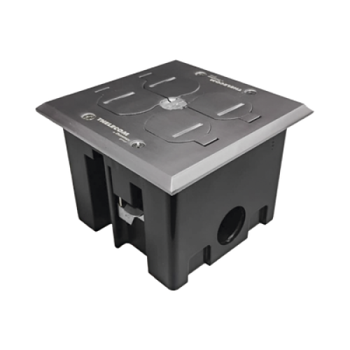 Caja de Piso con Tapa Abatible de Aluminio para| Energía + Voz/Datos para uso en Interior