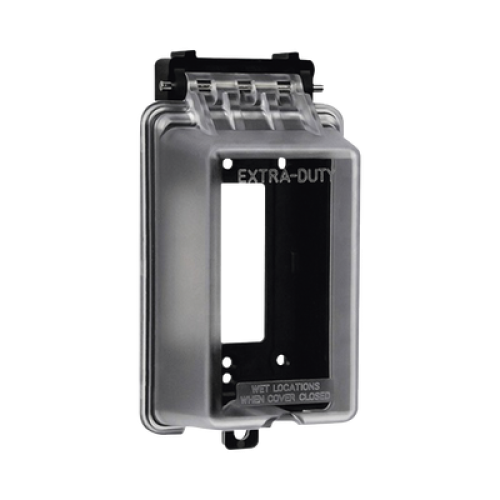 Caja Protectora de Contactos para Exterior / Policarbonato de Alto Impacto / Protección NEMA 3R / 127V 15A 60Hz / Tapa Transparente Base Negra / Resistente a Intemperie UV Caja Protectora de Contactos para Exterior / Policarbonato de Alto Impacto / Protección NEMA 3R / 127V 15A 60Hz / Tapa Transparente Base Negra / Resistente a Intemperie UV