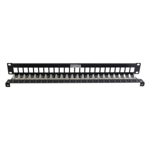 Patch Panel TERA-MAX Blindado de 24 Puertos, Modular (Vacío), Plano, Color Negro, 1UR