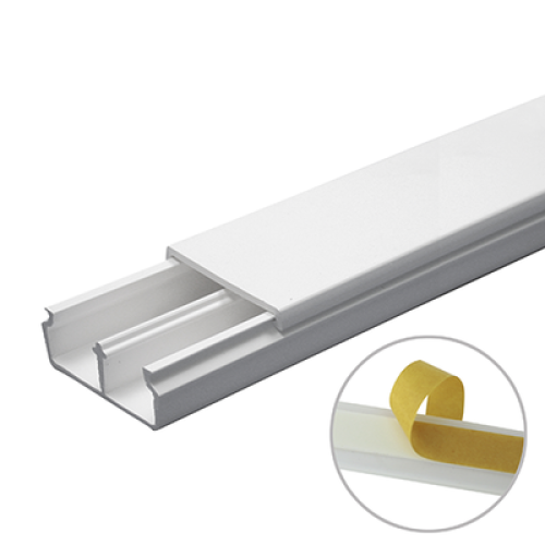 Canaleta en color blanco de PVC auto extinguible, con divisón 35 x 17, tramo de 6 pies, con cinta adhesiva (5301-21252) Canaleta en color blanco de PVC auto extinguible, con divisón 35 x 17, tramo de 6 pies, con cinta adhesiva (5301-21252)